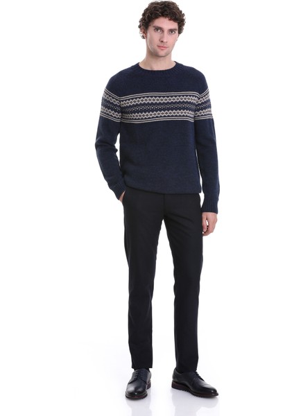 Lacivert Regular Fit Jakarlı Yarım Balıkçı Yaka Triko Kazak fiyatları