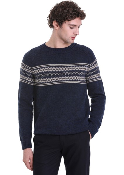 Lacivert Regular Fit Jakarlı Yarım Balıkçı Yaka Triko Kazak modelleri