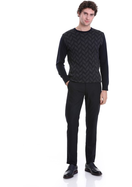 Lacivert Regular Fit Jakarlı Bisiklet Yaka Yünlü Triko Kazak fiyatları