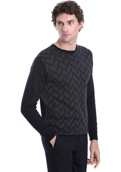 Lacivert Regular Fit Jakarlı Bisiklet Yaka Yünlü Triko Kazak fırsatları