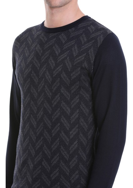 Lacivert Regular Fit Jakarlı Bisiklet Yaka Yünlü Triko Kazak indirimleri