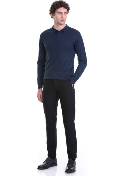 Indigo Regular Fit Düz Polo Yaka Triko Kazak fiyatları