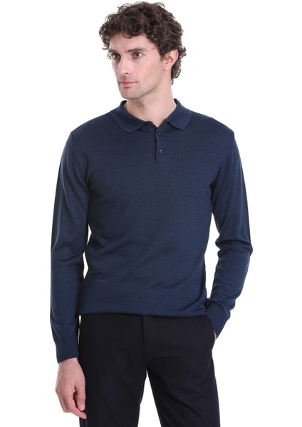 Indigo Regular Fit Düz Polo Yaka Triko Kazak modelleri