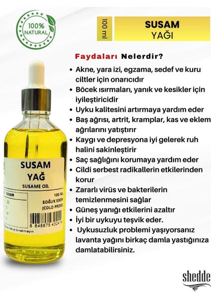 Susam Yağı -100 ml Özel Kutuda