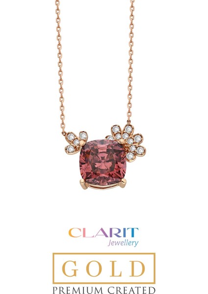 So CHIC Created Rhodolite Taşlı Clarit Serisi 14 Ayar Rose Altın Kolye