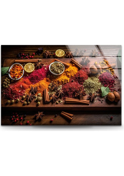 Baharatlar Temperli Cam Duvar Tablosu