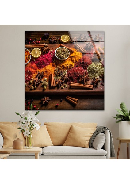 Baharatlar Temperli Cam Duvar Tablosu indirimleri