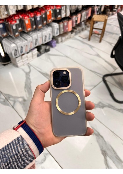 Iphone 14 Pro Kılıf Kamera Çerçevesi Metal Buzlu Magsafe Silikon Kapak Kılıf