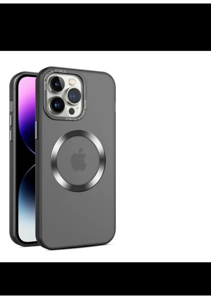 Iphone 14 Pro Max Kılıf Kamera Çerçevesi Metal Buzlu Magsafe Silikon Kapak Kılıf