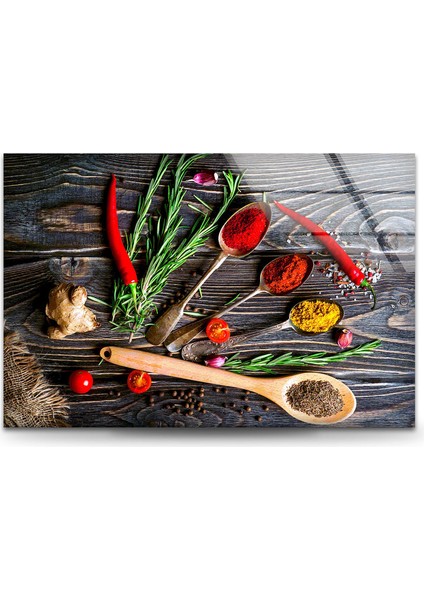Baharatlar Temperli Cam Duvar Tablosu