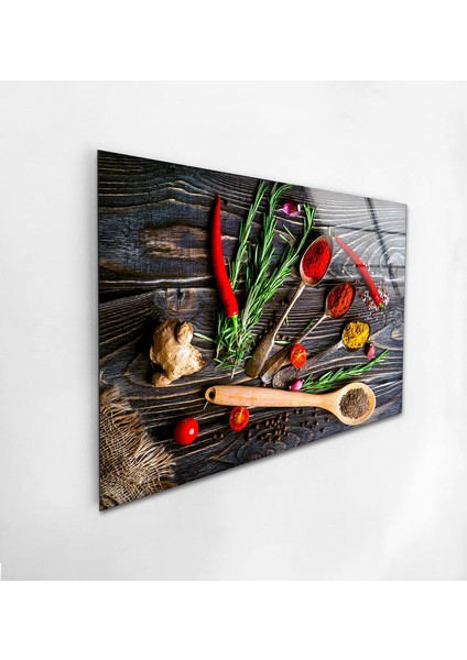 Baharatlar Temperli Cam Duvar Tablosu modelleri