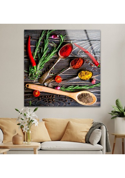 Baharatlar Temperli Cam Duvar Tablosu indirimleri