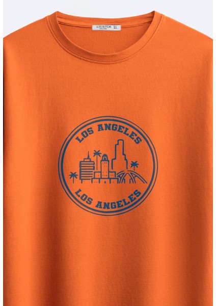 Los Angeles Baskılı Oversize Fit T-Shirt