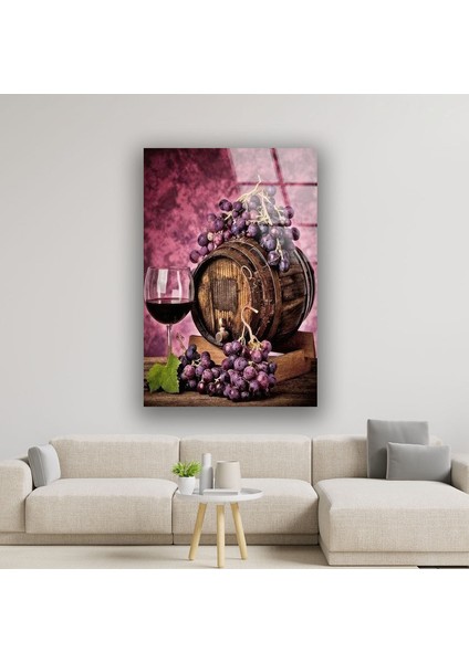 Şarap Cam Duvar Tablosu