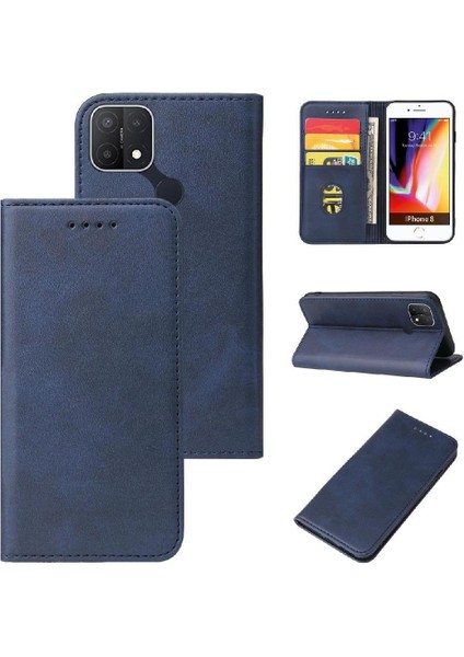 Oppo A15/A15S Deri Folio Flip Case Kart ile Ekleme Için Kılıf (Yurt Dışından)