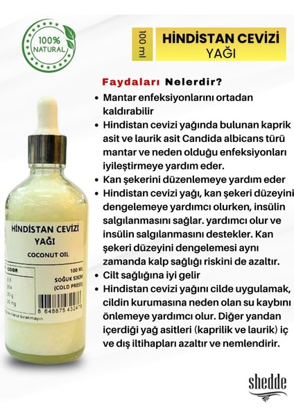 Hindistan Cevizi Yağı - 100 ml Özel Kutuda