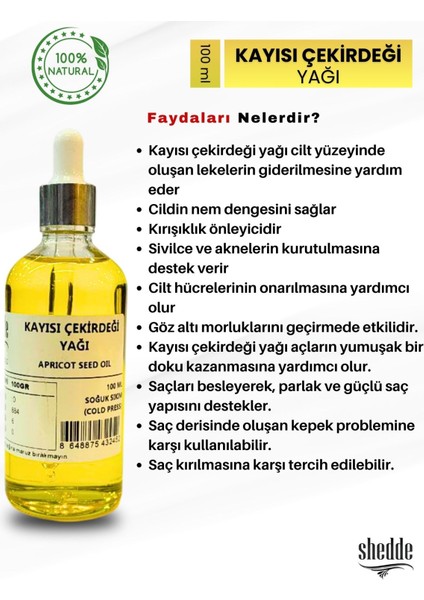 Kayısı Çekirdeği Yağı - 100 ml Özel Kutuda