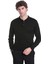 Siyah Regular Fit Düz Polo Yaka Triko Kazak 3