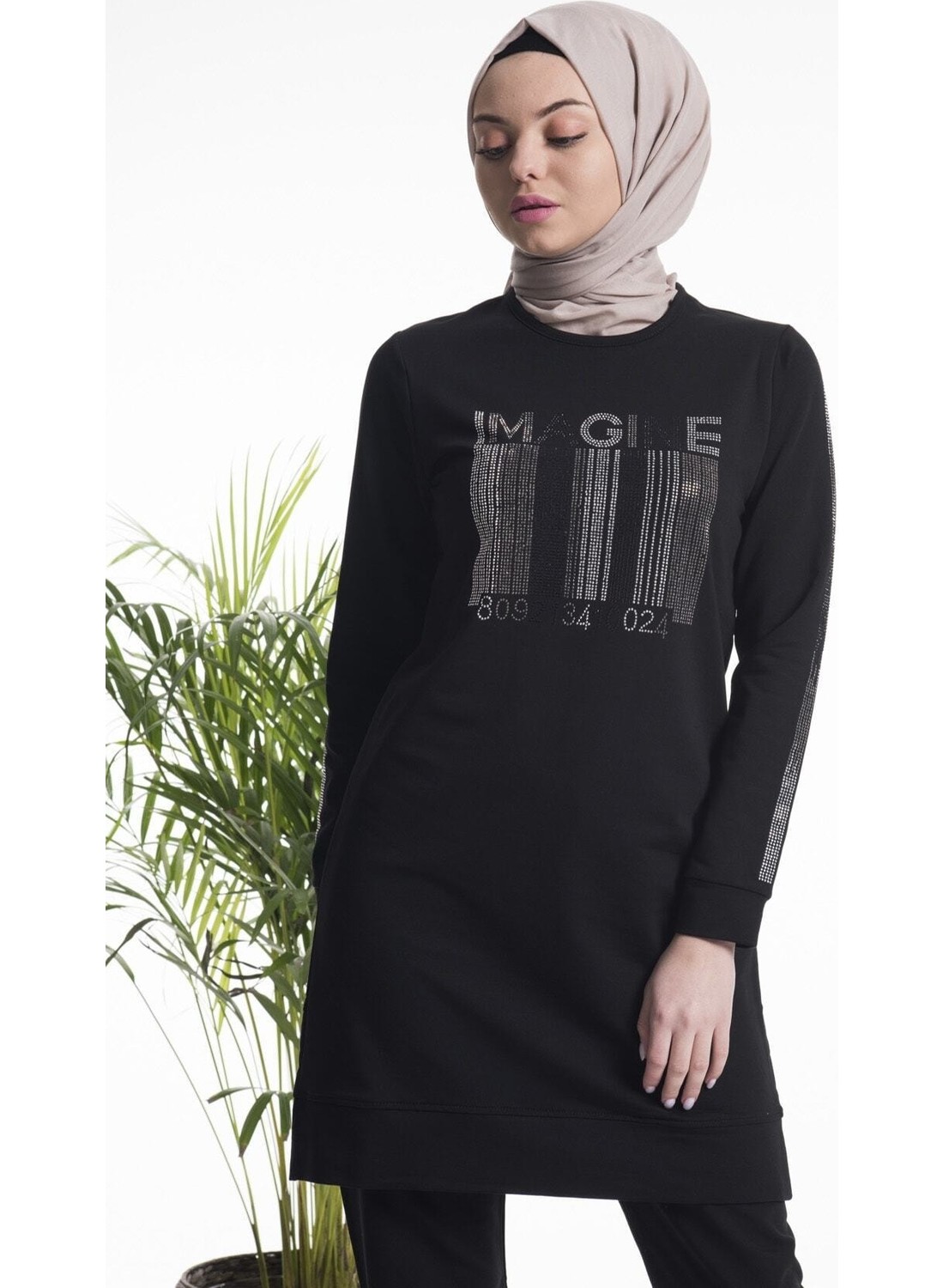 Cng Moda Taşlı Siyah Eşofman Takımı görsel 3