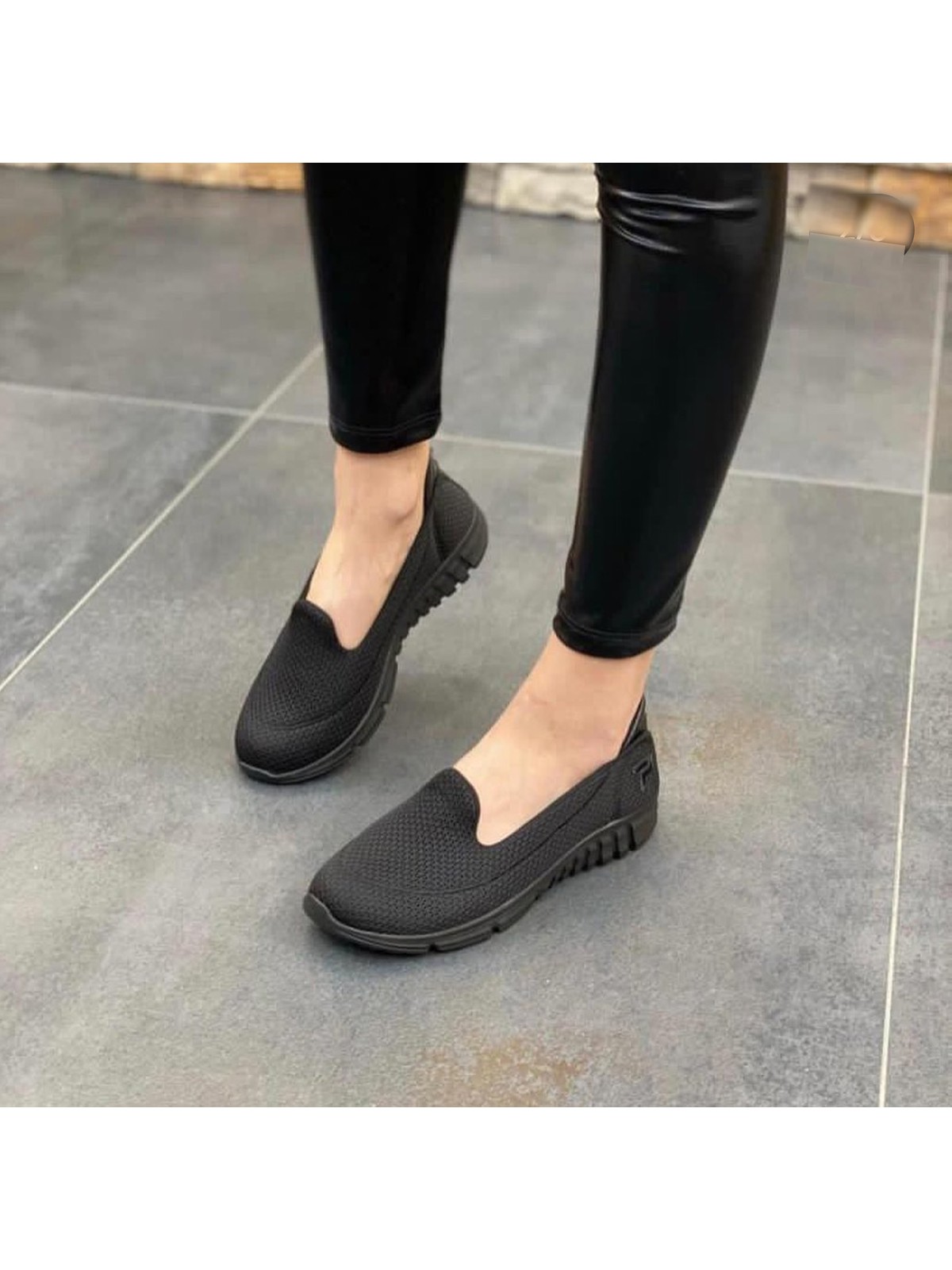 Afilli Kadın Siyah Günlük Anne Spor Ayakkabı Yürüyüş Bağcıksız Rahat Hafif Memory