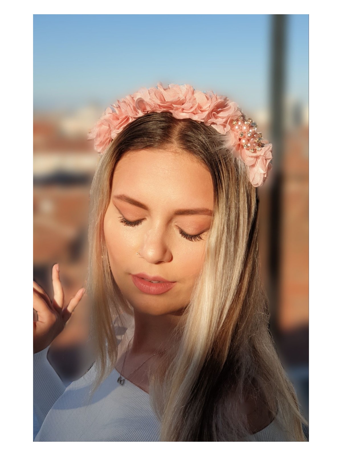 Melkady 232A - Çiçekli Şık Broşlu Taç, Lohusa Tacı, Frida, Özel Gün Tacı - Görsel 4