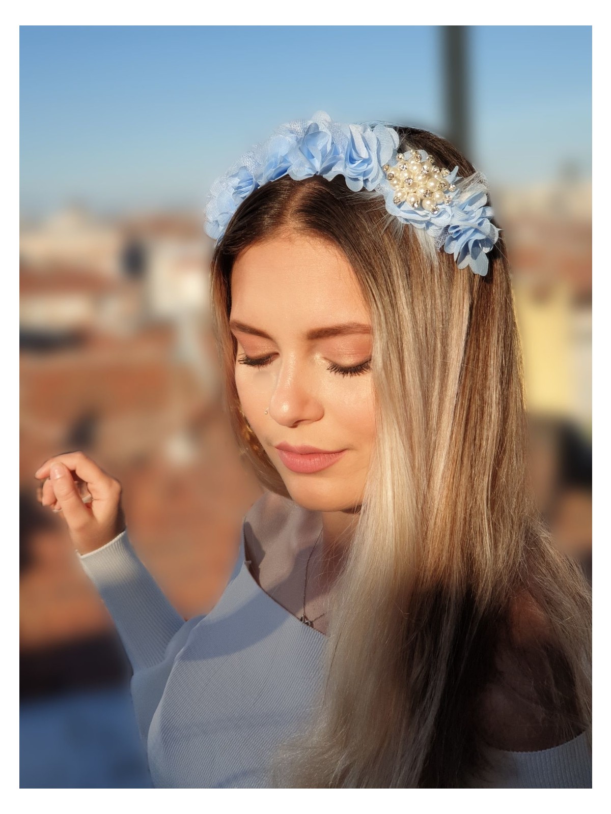 Melkady 232A - Çiçekli Şık Broşlu Taç, Lohusa Tacı, Frida, Özel Gün Tacı - Görsel 5