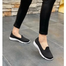 Afilli Kadın Siyah Tabanı Beyaz Günlük Anne Spor Ayakkabı Yürüyüş Bağcıksız Rahat Hafif Memory