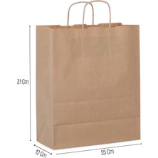 Paketleme Tezgahı 25*31*12 Kraft Saplı Kağıt Çanta 25 Adet