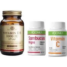 Voonka Vitamin C Çiğneme 62 Tableti+Sambucus Nigra 42 Çiğneme Tableti + D3 Vitamini 1000 Iu 100 Kapsül