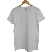 Raf Coll Basic Beyaz V Yaka Unisex Slim Fit T-Shirt
