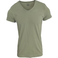 Raf Coll Basic Çağla Yeşil V Yaka Unisex Slim Fit T-Shirt