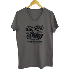 Raf Coll Füme V Yaka Unisex Slim Fit Dijital Baskılı T-Shirt