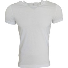Raf Coll Basic Beyaz Unisex Kısa Kollu Kapüşonlu Slim Fit T-Shirt