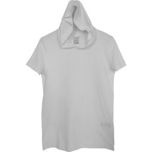 Raf Coll Basic Beyaz Unisex Kısa Kollu Kapüşonlu Slim Fit T-Shirt