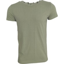 Raf Coll Basic Çağla Yeşil Unisex Kısa Kollu Kapüşonlu Slim Fit T-Shirt