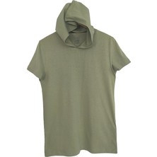 Raf Coll Basic Çağla Yeşil Unisex Kısa Kollu Kapüşonlu Slim Fit T-Shirt