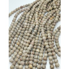 Livza Bijuteri Benekli Açık Kahve Doğal Taş Dizisi 8mm