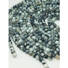 Livza Bijuteri Siyah Beyaz Akik Doğal Taş Dizisi 8mm