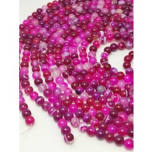 Livza Bijuteri Pembe Akik Doğal Taş Dizisi 8mm