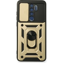 Nevarium Xiaomi Redmi Note 8 Pro Kılıf Lens Sürgülü Yüzüklü Tank Silikon Pars - Gold