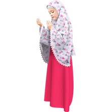 Oulabi Mir Kız Çocuk Namaz Elbisesi Küçük Kalp Baskılı Dantel Detaylı