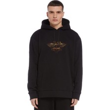 Qivi Aerosmith Metal Rock Müzik Music Baskılı Siyah Erkek Örme Kapşonlu Sweatshirt Uzun Kol