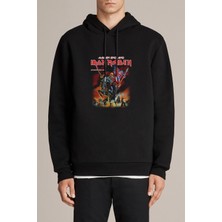 Qivi Iron Maıden England European Baskılı Siyah Erkek Örme Kapşonlu Sweatshirt Uzun Kol