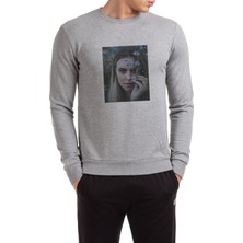 Qivi Riverdale Polly Cooper Baskılı Gri Erkek Örme Sweatshirt Uzun Kol