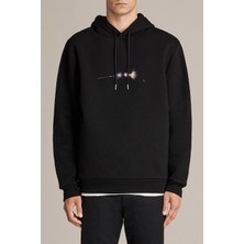 Qivi Pink Floyd Logo Metal Rock Music Baskılı Siyah Erkek Örme Kapşonlu Sweatshirt Uzun Kol