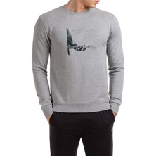 Qivi Eric Clapton Slowhand Front Baskılı Gri Erkek Örme Sweatshirt Uzun Kol