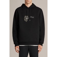 Qivi Kurt Cobain Baskılı Siyah Erkek Örme Kapşonlu Sweatshirt Uzun Kol