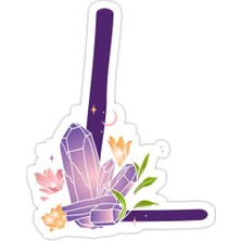 Universal Mor Kristal Çiçekli Alfabe Monogram L Harfi Sticker Araba Oto Arma Duvar Sticker