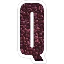 Universal Harf Q - Kavrulmuş Kahve Çekirdeği Monogram Sanat Sticker Araba Oto Arma Duvar Sticker