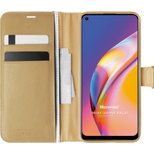 Microsonic Oppo Reno 5 Lite Kılıf Delux Leather Wallet Gold